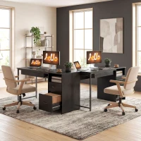 HOMCOM Scrivania Moderna con Cassetti, Ripiani Aperti e Porta Tastiera, in Legno e Acciaio, 120x52.3x76 cm, Nero(m-6)