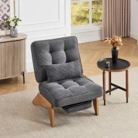 Cozy Reclining Accent Chair with Foldable Ottoman and Lumbar Pillow, Soft Adjustable Lounger for Living Room, 127L x 73W x 90H cm, Dark Gray(m-10)