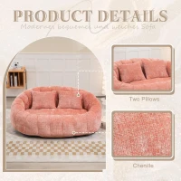 Cozy Oversized Bean Bag Sofa with 2 Matching Pillows, Soft 2-Seat Sectional Couch for Living Room and Bedroom, 145L x 95W x 63H cm, Pink(m-7)
