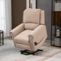 HOMCOM Poltrona Alzapersona Reclinabile fino a 135° con Telecomando e Poggiapiedi, 88x92x106 cm, Marrone Chiaro(m-10)