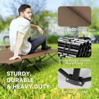 Outsunny Double Camping Cot Bed, with Bag - Khaki(m-4)