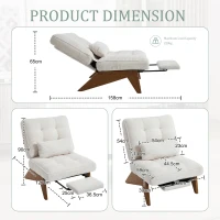 Cozy Reclining Accent Chair with Foldable Ottoman and Lumbar Pillow, Soft Adjustable Lounger for Living Room, 127L x 73W x 90H cm, Beige(m-3)