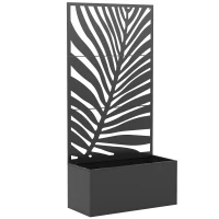 Outsunny Hochbeet Pflanzkasten mit Sichtschutz Pflanzkübel Blumenkasten Metall, Gartenspalier 90 x 40 x 180 cm Schwarz(m-1)