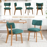 Stylish Mid-Century Dining Chairs with Ergonomic Backrest, Comfortable Upholstered Side Chairs for Dining Room, 47L x 54.5W x 77H cm, Green(m-4)