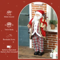HOMCOM 120cm Animated Santa Claus Figure, with Sound - Red(m-6)