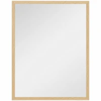HOMCOM Miroir mural rectangulaire 90 x 70 cm, cadre en bois, idéal pour la salle de bain, salon ou chambre, naturel(m-11)