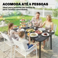 Outsunny Mesa de Jantar de Jardim Retangular 120x70x72 cm de Aço com Tampo com Ripas para 4 Pessoas, Cinzento(m-4)