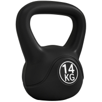 HOMCOM Kettlebell 14 kg, haltère avec poignée ergonomique, haltère à boule, musculation, entraînement, 27 x 21 x 31 cm noir