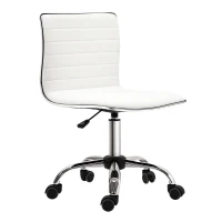 HOMCOM Chaise bureau sans accoudoirs, fauteuil de bureau, hauteur réglable, assise et dossier rembourrés, 48x52x78-90cm, blanc(m-11)