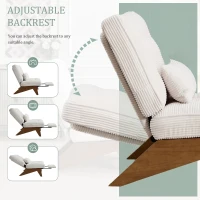 Cozy Reclining Accent Chair with Foldable Ottoman and Lumbar Pillow, Soft Adjustable Lounger for Living Room, 127L x 73W x 90H cm, Beige(m-9)