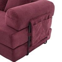 Cozy Compressible Folding Sofa with Detachable Metal Frame, Soft Modular Sectional Couch for Small Apartment, 110L x 33W x 33H cm, Wine Red(m-13)