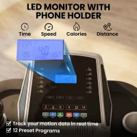 HOMCOM Folding Treadmill, 2.0HP Incline Treadmill Running Machine, 12.8 km/h, with LED Display, Manual Incline, 12 Preset Programs, Drink & Phone Holder for Home Gym Fitness(m-4)