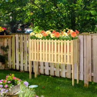 Outsunny 2-in-1 Gartenzaun und Pflanzenständer, wetterfester Anstrich, Massivholz, 100 x 30 x 90 cm(m-2)