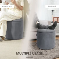 HOMCOM Set of Two Corduroy Storage Ottomans - Grey(m-7)