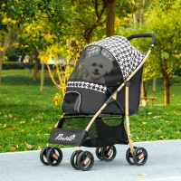 PawHut Carrinho para Cães Carrinho para Animais de Estimação com Janela de Malha e Cinto de Segurança 80x44,5x97 cm Preto(m-10)