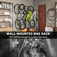 SPORTNOW 4 Pack Bike Rack, Wall Mounted Bicycle Hanger Hook, Foldable Garage Bike Wall Rack, Bicycle Storage Holder for Indoor Outdoor Use(m-6)