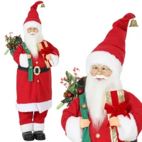 HOMCOM 4ft Singing Dancing Santa Claus, Standing Christmas Animated Santa Figure with Gift and Sack, Sound/Touch Activated(m-13)