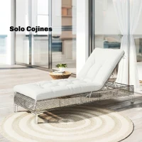 Outsunny Cojín para Banco Exterior con Correas de Sujeción Protección UV50+ Rebote Lento Interior Exterior 198x65x13 cm Crema(m-2)