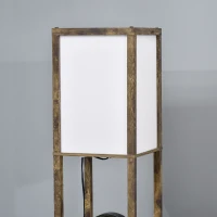 HOMCOM Stehlampe mit Regalen, Stehleuchte, Holz, 26 x 26 x 160 cm, für Wohn-/Schlafzimmer (Ohne Glühbirne)(m-9)