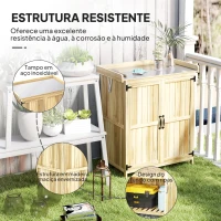 Outsunny Armário de Exterior em Madeira com Tampo Basculante Prateleira 2 Portas para Armazenamento de Ferramentas 74x43x88 cm Madeira(m-7)