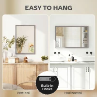 HOMCOM Wall Bathroom Mirror, 40 x 60 cm Wall-Mounted Mirror for Living Room, Bedroom, Hallway, Grey(m-5)