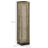 Outsunny Lampada Solare da Giardino con Pannello di Ricarica, in Acciaio e Rattan, 15.5x15.5x69 cm, Nero e Marrone(m-3)
