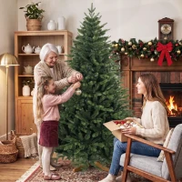 HOMCOM Brad de Crăciun artificial 180 cm cu suport din lemn de pin, brad nordic cu sistem pliant, 889 vârfuri de ramuri, verde(m-5)