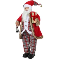 HOMCOM 120cm Animated Santa Claus Figure, with Sound - Red(m-11)