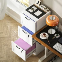 HOMCOM Arquivador para Escritório com 3 Gavetas para Escritório com Fechaduras Gavetas Suspensas para A4 40x40x101 cm Branco(m-9)