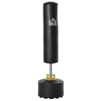 HOMCOM Sacco Boxe da Terra Autoportante, Sacco per Pugilato con Base Riempibile con Acqua e Sabbia, Nero(m-1)