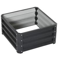 Outsunny Set of 2 Raised Garden Bed, Outdoor Elevated Galvanised Planter Box for Flowers, Herbs, 60x60x30.5cm, Grey(m-10)