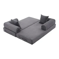Cozy Compressible Folding Sofa with Detachable Metal Frame, Soft Modular Sectional Couch for Small Apartment, 110L x 33W x 33H cm, Dark Gray(m-15)