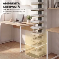 HOMCOM Bibliotecă Tip Turn Multifuncțională cu 11 Rafturi, Maro Rustic(m-5)