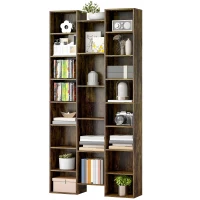 HOMCOM Libreria Moderna in Legno Alta 181 cm con 21 Scomparti e 10 Ripiani Regolabili, Marrone Rustico(m-11)