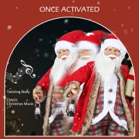 HOMCOM 120cm Animated Santa Claus Figure, with Sound - Red(m-5)