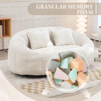 Cozy Oversized Bean Bag Sofa with 2 Matching Pillows, Soft 2-Seat Sectional Couch for Living Room and Bedroom, 145L x 95W x 63H cm, Beige(m-4)