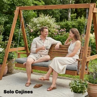 Outsunny Cojín para Banco Exterior con Correas de Sujeción Protección UV50+ Rebote Lento Interior Exterior 198x65x13 cm Gris(m-9)