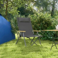 Outsunny Sedia da Campeggio Pieghevole con Schienale Regolabile, in Alluminio e Poliestere 74x59.5x98 cm, Grigio e Argento(m-10)