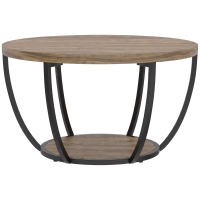 HOMCOM Couchtisch mit 2 Ebenen, Wohnzimmertisch 80 x 80 x 43,8 cm, Braun/Schwarz