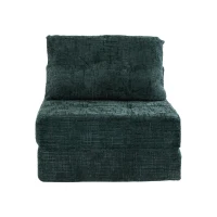 Cozy Convertible Floor Sofa Bed with Button-Tufted Detailing, Soft Chenille Folding Sleeper Couch for Living Room, 180L x 79W x 57H cm, Emerald(m-2)
