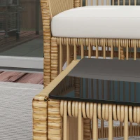 Outsunny Conjunto de Móveis de Jardim de Vime de 4 Peças de Varanda com 1 Sofá de 2 Lugares 2 Poltronas e Mesa de Centro Bege(m-7)