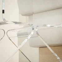 HOMCOM Tavolino Basso Geometrico a 2 Livelli  in Acrilico con Gambe Triangolari, 40x30x45 cm, Trasparente(m-7)