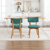 Stylish Mid-Century Dining Chairs with Ergonomic Backrest, Comfortable Upholstered Side Chairs for Dining Room, 47L x 54.5W x 77H cm, Green(m-9)