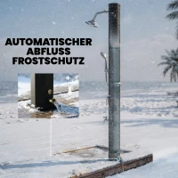 Outsunny Solardusche 35L Gartendusche mit Frostschutz schwenkbarem Regenduschkopf Wasserhahn, Gartenschlauch-Anschluss(m-5)
