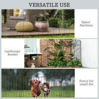 Outsunny Decorative Garden Fencing, 8PCs 43in x 23ft Outdoor Picket Fence Panels, Rustproof Metal Wire Landscape Flower Bed Border Edging Animal Barrier, Black(m-6)