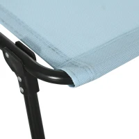 Outsunny Espreguiçadeira Dobrável com Apoio de Cabeça Reclinável 4 Posições e Estrutura em Aço 189x58x30 cm Azul Claro(m-8)