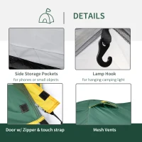 Outsunny Dome Tent for 2 Person Camping Tent with Large Windows, Waterproof Green and Yellow(m-6)
