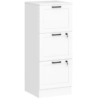 HOMCOM Caisson bureau, meuble rangement bois 3 tiroirs et serrure, barres de suspension réglables, 40 x 40 x 101 cm, blanc(m-1)