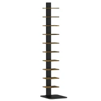 HOMCOM Bibliotecă Tip Turn Multifuncțională cu 11 Rafturi, Maro Rustic(m-1)