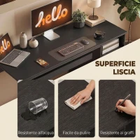 HOMCOM Scrivania Moderna con Cassetti, Ripiani Aperti e Porta Tastiera, in Legno e Acciaio, 120x52.3x76 cm, Nero(m-5)